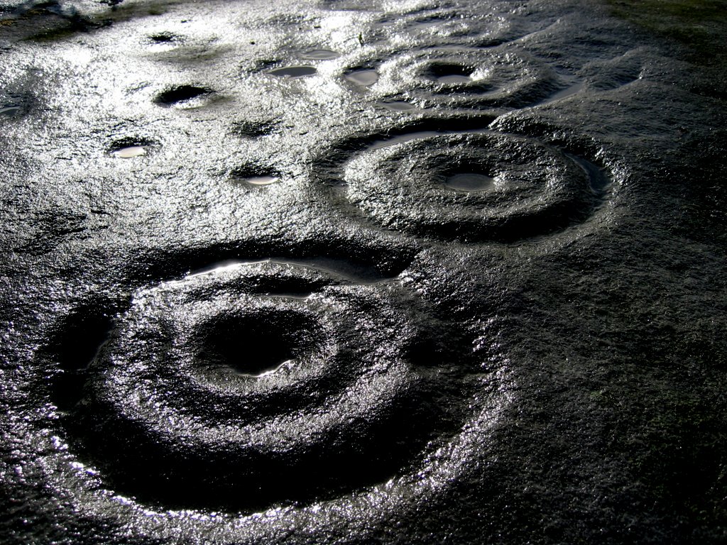 Cup and ring marked rock on Tod Crag